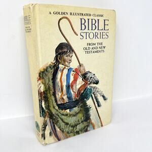 Bible Stories Old New Testament Hardcover Golden Illustrated Book Religious VTG
